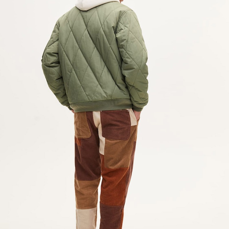Quilted Bomber Jacket With Ribbed Trims